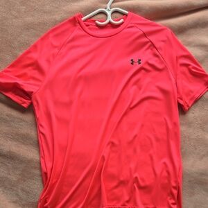 Under Armour Coral-Pink Athletic Shirt with Black Logo